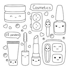 cosmetics coloring pages for kids and adults to print on the wall or use as an appliance