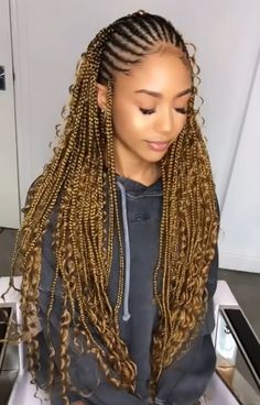 Tan Skin Blonde Hair, Blonde Box Braids, Blonde Braids, Braids Hairstyles Pictures, Braided Cornrow Hairstyles, Cute Box Braids Hairstyles, Pretty Braided Hairstyles, Braids With Curls