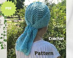 Crochet PATTERN Bandana in boho style, Crochet Bandana, Crochet Hair Accessory, Hair Kerchief, Head Wrap Original crochet bandana.  In this file, I explain how to crochet a bandana from start to finish. This is a PDF pattern, not a physical product! There are no returns! The digital download is 15 pages long and includes diagrams and photos with detailed and step-by-step descriptions of how to crochet a bandana. Level of difficulty: medium Materials needed for crochet: - Yarn: 100m in 50 g - 3.0 Bohemian Handmade Summer Headband, Bohemian Handmade Headband For Summer, Bohemian Adjustable Headwrap With Matching Headband, Adjustable Bohemian Headwrap With Matching Headband, One Size Hippie Bandana For Beach, Blue Bohemian Crochet Hat Adjustable, Adjustable Bohemian Crochet Hat In Blue, Bohemian Bandana Styled As Headband For Festivals, Blue Adjustable Bohemian Crochet Hat