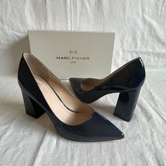 New In Box Pair Of Pumps. Tried On At Home Once. Never Worn. Leather Upper, Lining And Sole. Sz 9 Perfect Heels, Shoes Outfit, Patent Leather Pumps, Marc Fisher, Classy Dress, Shoes Women Heels, Patent Leather, Block Heels, Sandals Heels