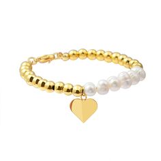 Stately Steel Simulated Pearl Beaded Heart Drop 7" Bracelet  A section of glowing simulated pearls beautifully interrupts the line of shining stainless bead you'll find on this sweet heart drop bracelet.       Approx. 7"L x 5/16"W      Stainless steel     Lobster-claw clasp Gold Heart-shaped Pearl Bracelet For Valentine's Day, Gold Heart-shaped Pearl Bracelet With Heart Beads, Gold Pearl Bracelet With Heart Beads, Beaded Pearl Bracelet With Round Beads For Valentine's Day, Gold Pearl Bracelet With Heart Beads For Valentine's Day, Valentine's Day Beaded Pearl Bracelet With Round Beads, Pearl Beaded Bracelets With Heart Beads, Elegant Pearl Heart Bracelet With Heart Beads, Elegant Beaded Heart Charm Bracelet