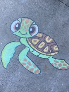 a drawing of a turtle on the ground