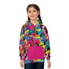 Elevate your child's streetwear style with our vibrant Graffiti Art Hoodie. This hoodie is designed to make a statement, featuring an all-over graffiti pattern that captures the energy of urban art. The graffiti pattern boasts a mix of urban typography, spray-painted textures, and neon colors, creating a dynamic and eye-catching look that's perfect for the young trendsetters. Crafted with comfort in mind, this hoodie is made from high-quality materials to keep your child cozy and stylish. It's t Spray Paint Graffiti, Paint Graffiti, Graffiti Pattern, Art Hoodie, Fashion For Kids, Medical Scrubs, Creative Blog, Streetwear Style, Graffiti Styles