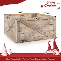 a wooden box with measurements for christmas decorations