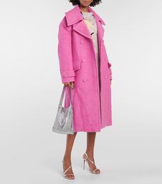 Double-breasted wool-blend coat in pink - Xu Zhi | Mytheresa Wool Blend Coat, Color Names, Flap Pocket, Double Breasted, Wool Blend, Color Design, Top Brands, China, Luxury Fashion