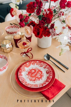 Our Lunar New Year Dinnerware features a festive dragon print for a vibrant look. Pair it with your favorite red accents to style a tablescape fit for the celebration. 📷: @anniemescallhome