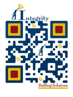 a qr code with the word'integity'in red, yellow and blue