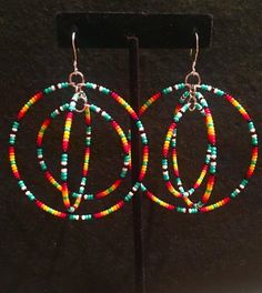 Triple Hoop Earrings The Hoop Dancer | Etsy Beaded Earrings Ideas, Native American Beadwork Patterns, Seed Bead Jewelry Patterns, Native Beading Patterns, Triple Hoop Earrings, Beads Craft Jewelry, Beaded Earrings Tutorials, Native American Earrings, Beaded Earrings Diy