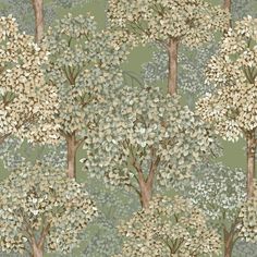 a wallpaper with trees and leaves on it