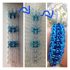 two pictures with different types of bracelets attached to each other, and one showing the same type of bead