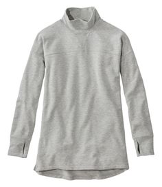 Beyond soft, this stretchy turtleneck sweatshirt is brushed on the inside to feel extra cozy, with a high-collar that adds warmth and invites you to unwind. It's a breathable yet comfy layer you can wear with almost anything. Slightly Fitted: Softly shapes the body. Falls at thigh. In a breathable blend of 87% Modal®, 10% polyester and 3% spandex. Brushed on the inside for next-to-skin softness. UPF 50+ blocks at least 97. 5% of the sun's UV rays — 10x more powerful than a white cotton tee. Mach Turtleneck Sweatshirt, Active Outfits, Women's Sweatshirts, Womens Fleece, Womens Activewear, Pullover Sweatshirts, L L Bean, Uv Rays, Women Pullover