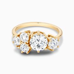 The Ecksand Diamond Cluster Ring shown with Round in 18k Yellow Gold Cluster Ring Engagement, Cluster Engagement Rings, Diamond Cluster Engagement Ring, Diamond Rings Design, Luxe Jewelry, Promise Ring Gift, Cluster Engagement Ring, Diamond Cluster Ring, Diamond Cluster