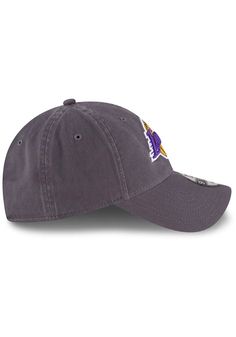 This Los Angeles Lakers Grey Adjustable Hat features a front embroidered team logo on a lightly-structured cotton crown, with pre-curved visor and adjustable backstrap. Team logo embroidered on the front, Cloth Strap Closure to dial in the perfect fit, Relaxed, unstructured fit, Pre-curved bill, 100% cotton construction, New Era Flag logo on side, Dad hat, 100% Cotton, Washable, Imported Adjustable Cotton Sports Hat, Team-colored Cotton Hats With Curved Brim, Cotton Sports Hat With Logo Patch, Gray Cotton Sports Hat, Game Day Cotton Hat With Embroidered Logo, Cotton Hat With Team Logo For Sports Events, Cotton Sports Hat With Team Logo, Casual Cotton Hat With Team Logo, Sporty Cotton Hats For Fan Merchandise