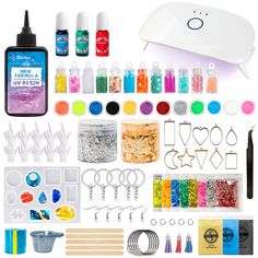 an assortment of crafting supplies and tools