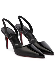 Louboutin Online, Black Peep Toe Heels, Louboutin Heels, Christian Louboutin Heels, Metallic Sandals, Patent Leather Heels, Slingback Heel, Slingback Pump, Christian Louboutin Shoes