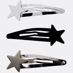 Y2k Hair Accessories, Hair Clips Aesthetic, Y2k Hair, Silver Hair Clip, Rock Aesthetic, Y2k Accessories, Clip Hairstyles, Star Hair, Metal Stars