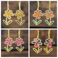 These colorful real flower earrings are made with lightweight resin for comfortable wear and no heavy pulling.  Bezels are made of metal alloy.  Earring hooks are stainless steel, nickel-free, and hypoallergenic so they are safe for sensitive ears.  Wear them all day without any discomfort. Each pair of earrings is handmade to order with love, therefore no two pairs are identical, but I do try to get as close as possible :)  Small imperfections and slightly different colors are expected.  Since these earrings are handmade, I highly recommend taking them off for any water related activities such as swimming or showering and while sleeping.  CARE - Wipe clean with a soft cloth (such as an eyeglass cleaning cloth). Do not use alcohol or acetone as this will damage the glossy surface. It is no Adjustable Multicolor Earrings With Flower Charm, Adjustable Multicolor Flower Charm Earrings, Nickel-free Multicolor Flower Earrings, Multicolor Nickel-free Flower Earrings, Multicolor Flower Shaped Earrings With Ear Wire, Multicolor Flower-shaped Hypoallergenic Earrings, Multicolor Hypoallergenic Flower Earrings Gift, Hypoallergenic Multicolor Flower Earrings, Multicolor Flower Charm Drop Earrings