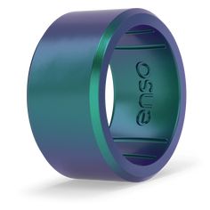 an image of a ring with the word oasis on it in purple and green colors