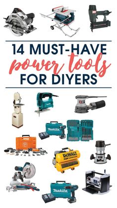 This is AWESOME! A source list of 14 must-have power tools for DIYers by A Crafted Passion. Woodworking Jobs, Popular Woodworking, Beginner Woodworking Projects, Woodworking Jigs, Teds Woodworking, Wood Working For Beginners