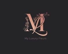 the logo for my luxury floriss is shown on a black background with pink flowers