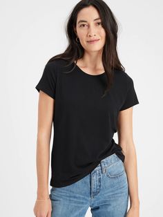 Timeless Crew-Neck T-Shirt | Banana Republic Factory Banana Republic Factory, Capsule Wardrobe, Wardrobe Staples, Everyday Essentials Products, Neck T Shirt, Banana Republic, Foundation, Dress Up, Short Sleeves