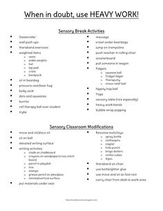 Sensory Input, Sensory Motor, Sensory Diet, Sensory Tools, Sensory Integration, Heavy Work, School Psychology