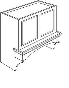 a line drawing of a bench with two doors