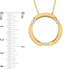 Elevate your look with charming detail when you wear this diamond collar circle pendant in 14K gold. Fashioned in 14K gold Three diamond-accent collars wrap the polished open circle to create bow-like details. Captivating with 1/20 ct. t.w. of diamonds This pendant suspends along an 18.0-inch cable chain that secures with a spring-ring clasp. Diamond Collar, Christmas Ring, Peoples Jewellers, Circle Necklace, Elevate Your Look, Circle Pendant, Chain Ring, Diamond Stone, Stone Settings