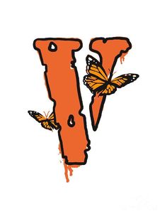 the letter v with two butterflies on it