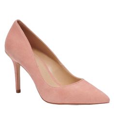 Suede Upper Man-Made Leather Lining And Footbed Rubber Outsole Slip On 3 1/2" Heel Style No. Cc664 Runs Slightly Large Classic Pink Heels With 4-inch Heel, Pink Round Toe Court Shoes With Padded Heel, Pink Court Shoes With Padded Heel And Round Toe, Pink Feminine Closed Toe Heels, Feminine Pink Closed Toe Heels, Coach Heels With 4-inch Heel For Spring, Feminine Pink Heels, Coach Closed Toe Heels For Spring, Pink Pointed Toe Feminine Heels