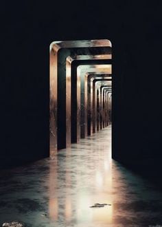 an image of a long hallway that is in the middle of some sort of structure