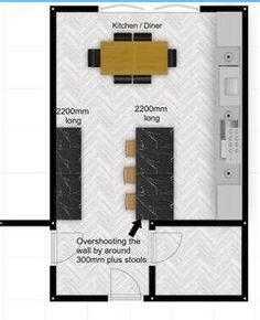 the floor plan for a kitchen and living room