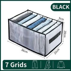 the 7 grids foldable storage box is shown with measurements