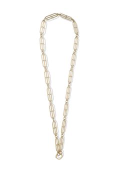 Gold Necklace - This versatile chain is a modern take on the paperclip style. With a 10mm removable charm connector, this piece allows you to wear as is, add a pendantor switch out the clasp completely for something different.  Bail clasp. Modern Gold-tone Chain Necklace With Rectangular Links, Modern Link Necklaces With Hook And Links, Modern Jewelry With Paperclip Chain Pendant, Modern Jewelry Pendant With Paperclip Chain, Modern Paperclip Chain Pendant Jewelry, Modern Toggle Necklace With Cable Chain, Modern Oval Link Toggle Necklace, Modern Toggle Link Necklace With Cable Chain, Modern Toggle Necklace With Lobster Clasp