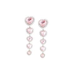 in stock Vday Jewelry, Dangly Earring, Heart Drop Earrings, Dangly Earrings, Pink Earrings, Soft Girl, Drop Earrings, Silver, Pink