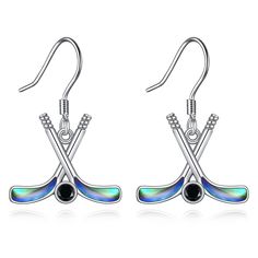 PRICES MAY VARY. 💖♥ Design: Hockey Stick and Ball Earrings---A unique women dangle earrings special made with hockey players and hockey lovers.Inlay with colorful abalone shell,elegant,fashion and unique. 💖♥ Material: 925 sterling silver hockey jewelry ,hypoallergenic, tarnish resistant, nickel-free,lead-free,cadmium-free,suitable for long-term wear,not contain any allergic element. 💖♥ Size: hockey dangle earrings : 1.10*0.79 inch (28.0*20.3 mm) Packaging :1 x 1 pair hockey dangle earrings; 1 Hockey Earrings, Hockey Jewelry, Hockey Tournament, Abalone Jewelry, Unique Women, Ball Earrings, Hockey Stick, White Gift Boxes, Hockey Players