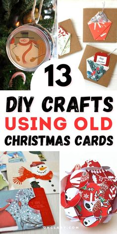 Crafts Using Old Christmas Cards Crafts For Old Christmas Cards, Christmas Card Crafts For Kids Easy Diy, Used Christmas Cards Crafts Ideas, Crafts Using Christmas Cards, Crafts With Christmas Cards, Ornaments From Christmas Cards, Crafts From Old Christmas Cards, Things To Make With Old Christmas Cards, Vintage Christmas Card Crafts