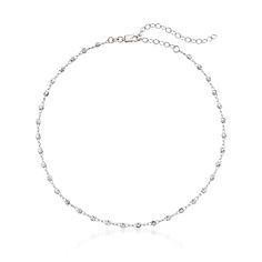 Ross-Simons - Sterling Silver Moon-Cut Bead-Chain Choker Necklace. 12". For a super hot trend with a minimal attitude, add this polished sterling silver moon-cut bead-chain choker necklace to your look for a little bit of edgy fun! Wear it solo or pair it with a set of layered chains for a totally new appearance. Includes 3" extender. Lobster clasp, sterling silver bead-chain choker necklace. Minimalist Silver Choker With Round Beads, Dance Dress Ideas, Essential Jewelry, Jewelry Presentation, Sterling Silver Bead Bracelet, Silver Monogram, Coin Pendant Necklace, Silver Bead Necklace, Silver Bead Bracelet