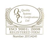 the logo for quality systems and certificates ltd, which has been awarded by the company