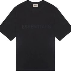 Essentials Fear Of God Fog Nwt Black Men’s Shirt Size Large Sku 0125 25050 0251 001 Black Relaxed Fit Essential T-shirt, Classic Black Tops With Logo Print, Essential Black Short Sleeve T-shirt, Essential Black Short Sleeve Tops, Black Short Sleeve Essential Top, Basic Black Shirt With Logo Print, Essentials Fear Of God, Nba T Shirts, Tan T Shirt