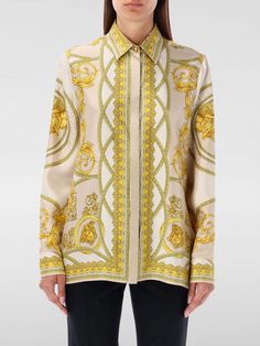 Find VERSACE Shirt on Editorialist. Shirt VERSACE Woman color Black Designer Silk Shirt For Fall, Luxury Cream Tops For Work, Luxury Beige Long Sleeve Tops, Luxury Cream Top For Workwear, Luxury Cream Top For Work, Luxury Long Sleeve Beige Top, Designer Beige Long Sleeve Tops, Designer Long Sleeve Cream Tops, Designer Long Sleeve Beige Tops