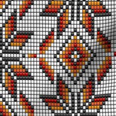 an image of a cross - stitch pattern with oranges and browns on white fabric