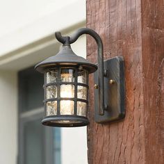 Seeded Glass Lantern Wall Lamp - Countryside Outdoor Light (Bronze/Black) Bronze Rustic Outdoor Lighting, Modern Garden Lighting, Outdoor Ambiance, Balcony Lighting, Exterior Light Fixtures, Modern Outdoor Lighting, Waterproof Wall, Lantern Wall, Rustic Materials