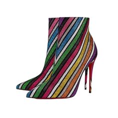 Rainbow stripes beautiful Pointed-toe high heel ankle boots which gives them a distinctly retro/flirtatious feel and puts them right in line with the season's coolest silhouettes. Ankle Heel Boots, Cool Silhouettes, High Heel Ankle Boots, Ankle Heels, Heel Ankle Boots, High Heel Boots Ankle, Heel Boots, Rainbow Stripes, Heeled Ankle Boots