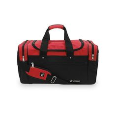 With a spacious main compartment, dual side compartments and a wide front zippered pocket, it's a perfect item to use as a gym bag. Size: One Size.  Color: Red. Rectangular Sports Travel Bag With Zipper Pocket, Rectangular Travel Bag With Zipper Pocket For Sports, Rectangular Travel Bag With Zipper Pocket, Sporty Duffle Bag With Zipper For Outdoor Activities, Sporty Duffle Bag With Zipper Pocket For Outdoor, Sporty Duffle Bag For Outdoor Activities, Rectangular Gym Bag With Zipper Pocket, Sporty Duffle Bag With Zipper Pocket For Sports, Sports Gym Bag With Zipper Pocket