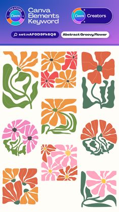 an image of flowers with different colors and shapes on the bottom right hand corner, which is