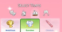 a pink screen with various items on it and the words select treats written in white