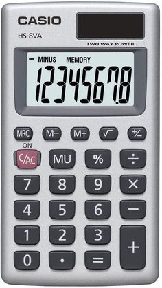 a silver calculator with the time displayed on it's display and two - way power