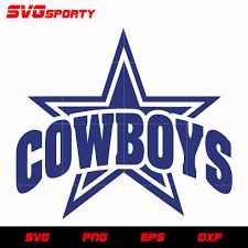 the cowboys logo is shown in blue and white with red letters that read, cowboy's