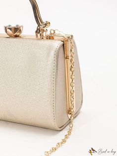 BirdinBag - Compact Rhinestone Chain Box Bag Gold Rectangular Case Bag With Gold-tone Hardware, Elegant Rectangular Bag With Chain Strap, Formal Crossbody Evening Bag With Pearl Handle, Elegant Crossbody Box Bag For Gifts, Elegant Silver Crossbody Box Bag, Elegant Portable Crossbody Box Bag, Gold Rectangular Clutch With Detachable Strap, Elegant Handheld Box Bag With Chain Strap, Formal Portable Crossbody Clutch